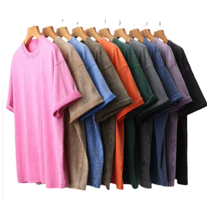 T-shirt surdimensionné personnalisé avec logo, 100% coton, manches courtes, vintage, délavé, grande taille, t-shirts unis surdimensionnés pour hommes - Product Image 1