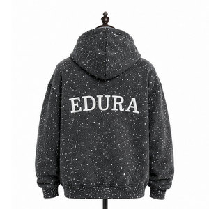 Oferta Caliente: Sudaderas con Capucha de Forro Polar para Hombre, Estampadas Vintage, con Cremallera, Lavado Ácido, con Pedrería Personalizada, 100% Algodón Transpirable, Estilo Urbano - Product Image 2