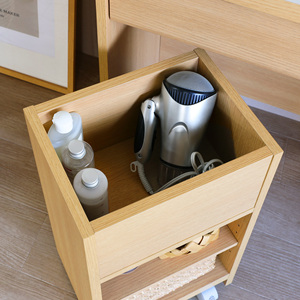 Modern Brown Lockable <b>Storage</b> <b>Cabinet</b> with 4 Drawers Wheels Mirror Minimalist Design Wood Living Room & Home Office Furniture - Product Image 6