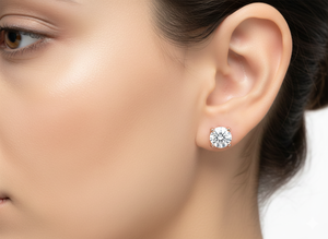 Boucles d'oreilles clous avec diamants ronds pour femmes, diamants de laboratoire - Product Image 3