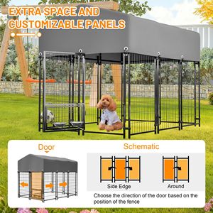 Enclos pour chien robuste avec toit extérieur XXL 4.23FT X5.82FT X4.83FT, en treillis soudé, résistant aux UV et imperméable, pour grands chiens - Product Image 4