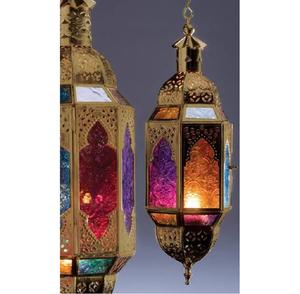 Farol Colgante de Diseño Árabe, Decoración para el Hogar, Farol Colgante Marroquí de Vidrio Multicolor para Decoración del Hogar - Product Image 1