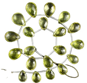 20 pièces de pierres précieuses en quartz citron jaune naturel à facettes en forme de poire perles briolette semi-précieuses en gros - Product Image 1