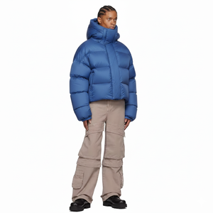 Custom logo 2025 Winter Trench Coats With Hoodie Padded Pu Leather Woman Men Unisex Puffer <b>Jacket</b> <b>Duck</b> <b>Down</b> Coats - Product Image 4