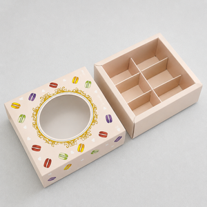 Biodegeadable Eco Paper <b>Box</b> Packaging Macaron 6 Grids Dividers Food Cardboard Grade Dessert <b>Box</b> With Window - Product Image 3