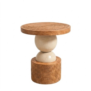 Turkish Design <b>Vintage</b> Dark Finish Round Wooden <b>Side</b> <b>Table</b> with Arched Legs for Living Room Home Furniture - Product Image 6