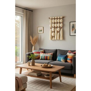 Atractivo Tapiz de Macramé Bohemio para Pared, Cuerda de Algodón, Forma Irregular, Decoración para el Hogar, para Sala de Estar - Product Image 5