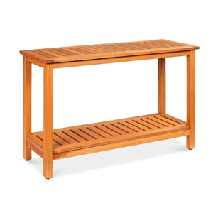 Table en bois moderne pliable pour extérieur, jardin, cuisine, salle à manger, bar, salon, hôtel, en acacia, avec 2 étagères, fabriquée au Vietnam - Product Image 2