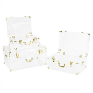 Premium Transparent Acrylic Golden Supplier Trunk Box <b>Storage</b> clear Acrylic Trunk with Gold Metal Accessories Decor - Product Image 5