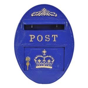 Boîte aux lettres ovale en fonte bleue pour la décoration de jardin et de pelouse, pour la maison, boîte postale personnalisée, fournitures pour événements de mariage - Product Image 1