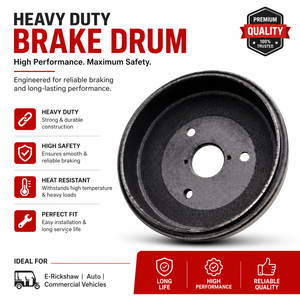 Tambour de frein robuste pour E-Rickshaw / Auto |   Ensemble de tambour de frein en fer durable |   Pièces de freinage automobile haute performance - Product Image 3