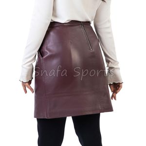 Jupe vintage matelassée taille haute en similicuir PU avec fermeture éclair, style européen et américain, pour femme, avec dentelle et anti-plis - Product Image 2