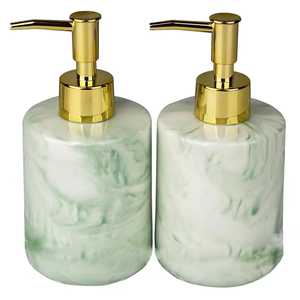 Juego de Dispensador de Jabón de Cerámica de Mármol Verde de Lujo, Botella de Porcelana con Bomba Dorada para Jabón Líquido, Accesorios Elegantes para Baño - Product Image 1