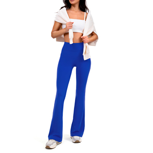 Pantalon évasé vintage pour femme, grande taille, séchage rapide, respirant, 100 % coton, taille élastique, taille haute, style tendance - Product Image 4