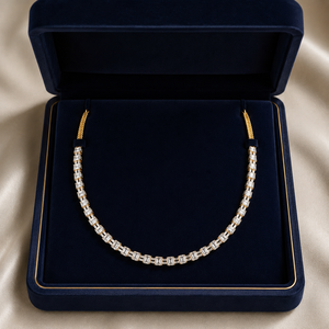 Colliers en or jaune 18 carats plaqué or, sertis de moissanite, coupe émeraude classique, ensemble de bijoux pour femmes - Product Image 4