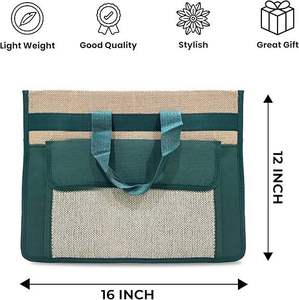 Sac pour ordinateur portable réutilisable en jute naturel avec poche avant, sac de transport pour ordinateur portable durable, sac messager - Product Image 3