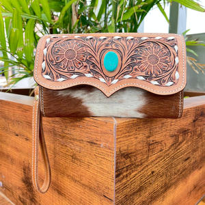 Porte-cartes en gros porte-monnaie en cuir usiné à la main pour les femmes en cuir de vachette véritable sac à main de style à la mode - Product Image 4