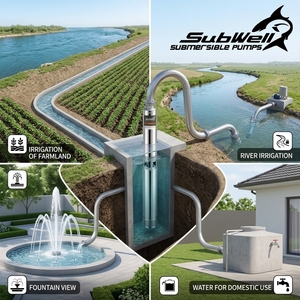Pompe submersible en acier inoxydable SubWell, 1 1/4 pouce de débit, pour irrigation, agriculture, alimentation en eau, conception centrifuge - Product Image 1