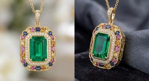 Collar con Colgante de Plata de Ley 925 con Corte Esmeralda Ortodoxo Estilo Italiano, Chapado en Oro de 18K, Regalo de Compromiso, Lujoso para Fiestas - Product Image 2