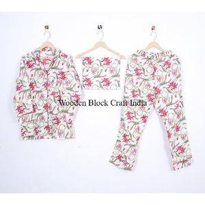 ชุดนอนผ้าฝ้ายพิมพ์ลายบล็อกน้ำหนักเบาสำหรับผู้หญิง เนื้อผ้านุ่ม ระบายอากาศได้ดี เหมาะสำหรับการพักผ่อน การนอนหลับ และสวมใส่สบายๆ - Product Image 6