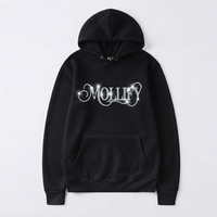 Sweater Hoodie Pria Hitam Regular Fit Bahan Katun Fleece Kasual Dengan Saku Pakaian Musim Gugur