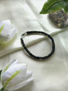 Black Ethopian Opal <b>Bracelet</b> Dark Beaded Choker <b>Bracelet</b> Unisex Minimalist Crystal <b>Bracelet</b> Handmade Black <b>Gemstone</b> <b>Bracelet</b> - Product Image 3