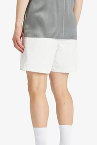 <b>Mens</b> White Cotton Oxford <b>Shorts</b> Elastic Waist Casual Breathable Solid Color <b>Woven</b> Fabric Mid Rise <b>Short</b> Length - Product Image 3