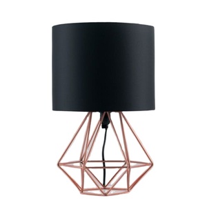 Modern Geometric Metal Table Lamp with Fabric Shade Decorative Bedside Lamp for Bedroom Living Room Use - Product Image 1