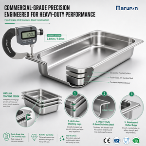 Bac Gastronorm en acier inoxydable avec rebord large pour la restauration commerciale, les restaurants et les cuisines - Product Image 5