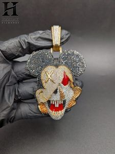 Colgante de Lujo con Cabeza de Ratón Esmerilada y Diamantes Cultivados en Laboratorio, Joyería Hip Hop Dorada - Product Image 1