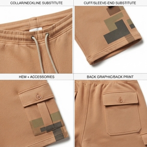 Shorts de survêtement décontractés pour hommes en molleton bouclette respirant avec cordon de serrage, patchwork asymétrique, style streetwear, fabricant OEM - Product Image 4