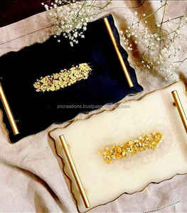 High Quality Resin <b>Epoxy</b> Tray for Home Living Decor Coastal Design Style Handicraft <b>Metal</b> Technique New Year Floral Theme - Product Image 4