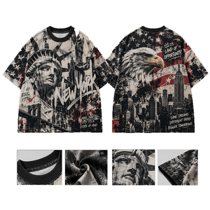 เสื้อยืดโอเวอร์ไซส์ผ้าเจอร์ซีย์คอตตอน 100% ระบายอากาศได้ดี พิมพ์ลายกราฟิกนิวยอร์ก สไตล์สตรีทแวร์ วินเทจ รูปปั้นเทพีเสรีภาพ สำหรับผู้ชาย - Product Image 5