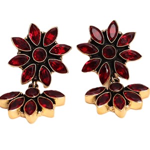 Oxidized <b>Silver</b> <b>Cross</b> Shape Pear Cut Zircon Bezel Setting Charm Dangle <b>Earrings</b> Brass for Women Classic Gift - Product Image 1