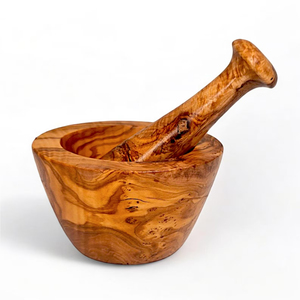Traditional Okhli Masher & Spice <b>Grinder</b> Handcrafted Acacia Wood Mortar and Pestle Set for <b>Herbs</b> Garlic and Ginger Kitchen Tool - Product Image 5