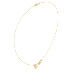 Collar de Oro Amarillo con Diamante Cultivado en Laboratorio, Colgante de Corazón Abstracto, Joyería para Mujer, Regalo de Compromiso - Product Image 2