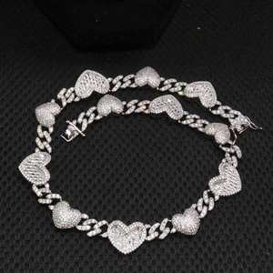 Luxury Iced Out Heart Link Hip Hop Chain White Gold Finish Sparkling <b>Statement</b> <b>Necklace</b> for Women Men Fashion Jewelry Style - Product Image 3