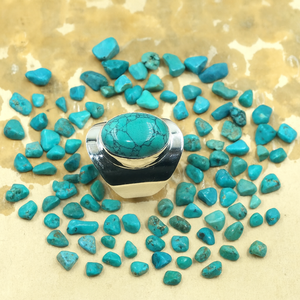 Blue Turquoise Gemstone <b>Ring</b> 925 Sterling Silver Handmade Oval Cabochon <b>Statement</b> <b>Ring</b> Vintage Style Men Jewelry - Product Image 6