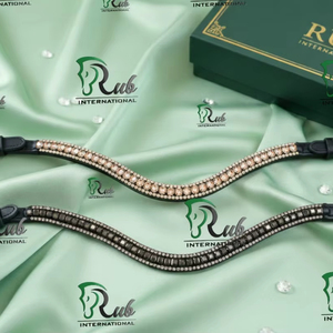 Al por mayor: Cintas para la frente de caballo de cuero con cristales y pedrería, colores personalizados, OEM - Product Image 1