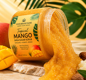 Gommage corporel exfoliant et nourrissant au sucre de mangue tropicale et au beurre de karité avec huiles essentielles, marque privée OEM en gros pour la vente en gros - Product Image 3