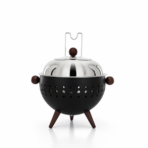 Réchaud alimentaire de luxe en acier inoxydable avec poignées et pieds en bois pour table à manger, buffet et service traiteur - Product Image 2