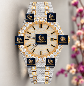 นาฬิกาข้อมือสุดหรูสไตล์ฮิปฮอป Blue Moon Iced Moissanite โรสโกลด์ ตัวเรือนสแตนเลสสตีล ระบบกลไก GPS คุณภาพสูง สำหรับทั้งชายและหญิง พร้อมกระจกแซฟไฟร์ - Product Image 1