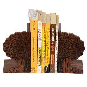<b>Rustic</b> Wooden Desktop Bookends with Metal Storage Organizer Decorative Book Holder Pen Pencil <b>Desk</b> Organizer Set - Product Image 1