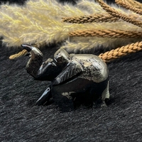 Éléphant en pyrite Apache sculpté à la main, pierre précieuse naturelle, cristal Feng Shui, richesse, chance, décoration de la maison, cadeau d'affaires, figurine 2,5x2 pouces