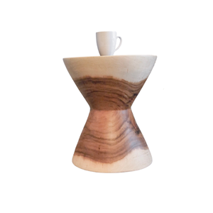 Premium Handcrafted Natural Solid Suar Wood Hourglass Shape <b>Stool</b> Side Table for Luxury Living Rooms - Product Image 1
