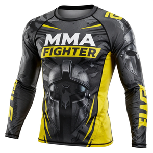 MMA Fighter Long Sleeve Rash Guard <b>Men's</b> Full Sleeve Sublimation Print Rash Guard Quick Dry <b>Compression</b> <b>Shirt</b> Rash Guard - Product Image 4