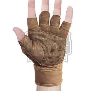 Guantes de Cuero para Levantamiento de Pesas con Protección Transpirable Antideslizante en la Palma y Muñequeras para Uso en el Gimnasio - Product Image 3