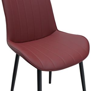 Set di Sedie da Pranzo in Pelle PU Rosso Vino con Gambe in Metallo, Sedia Senza Braccioli con Motivo a Onde per Cucina, Ristorante, Soggiorno - Product Image 4