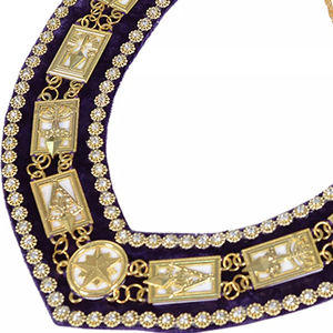 Collier de Collation Maçonnique de Haute Qualité Cryptic Mason Royal Select Master en Métal Artisanal avec Support en Tissu Violet et Strass - Product Image 6