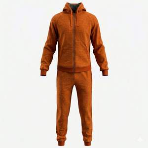 Men's Solid <b>Black</b> Hooded Tracksuit Full Zipper Casual Jogger <b>Pants</b> Set Breathable Cotton Regular Fit Autumn Wear - Product Image 5